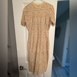 Just Me Lace Midi Dress in pale creamy pink size M